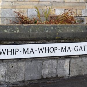 whip ma whop ma gate road sign